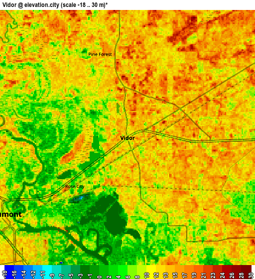 Zoom OUT 2x Vidor, United States elevation map