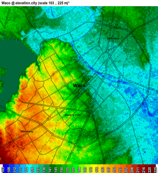 Zoom OUT 2x Waco, United States elevation map