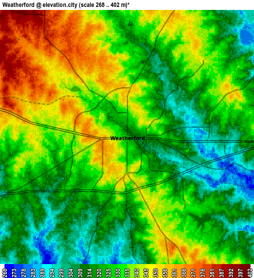 Zoom OUT 2x Weatherford, United States elevation map