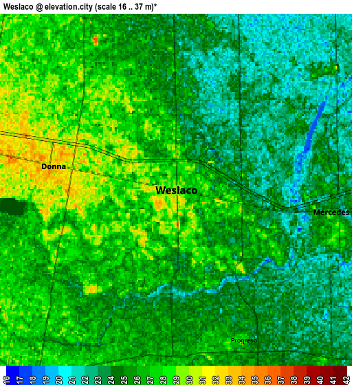 Zoom OUT 2x Weslaco, United States elevation map