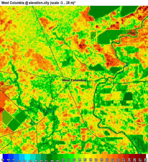 Zoom OUT 2x West Columbia, United States elevation map