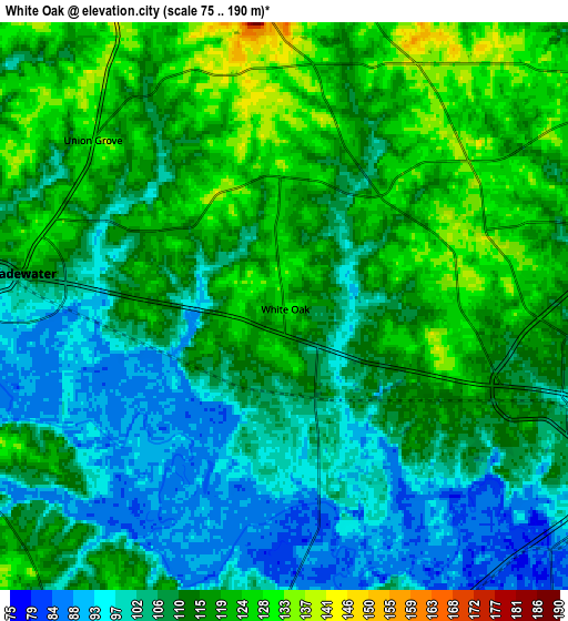 Zoom OUT 2x White Oak, United States elevation map