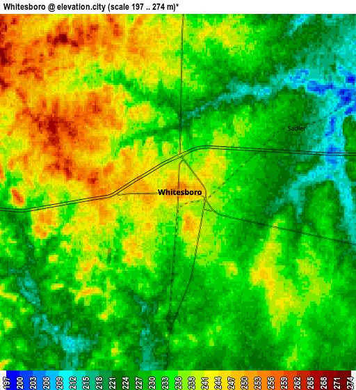 Zoom OUT 2x Whitesboro, United States elevation map