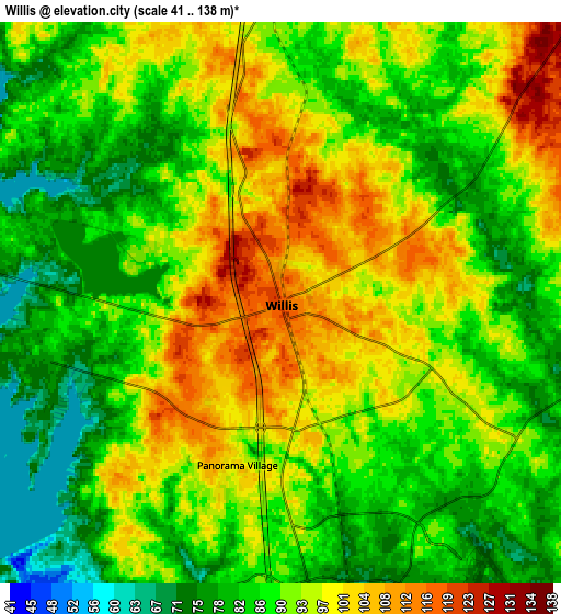 Zoom OUT 2x Willis, United States elevation map