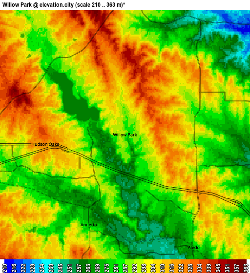 Zoom OUT 2x Willow Park, United States elevation map