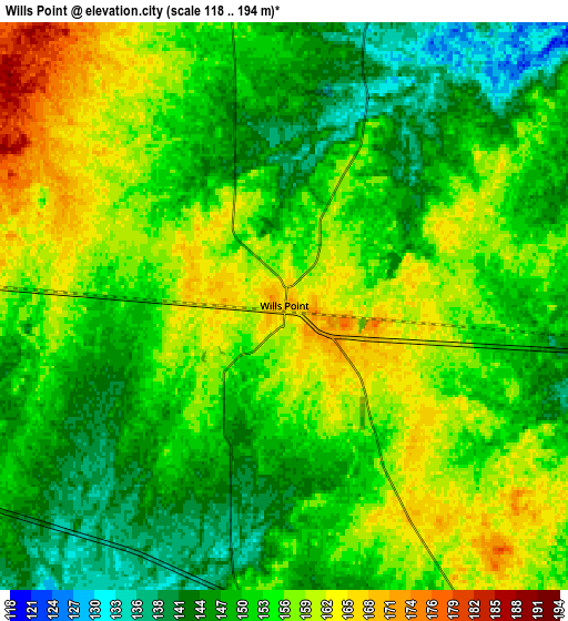 Zoom OUT 2x Wills Point, United States elevation map