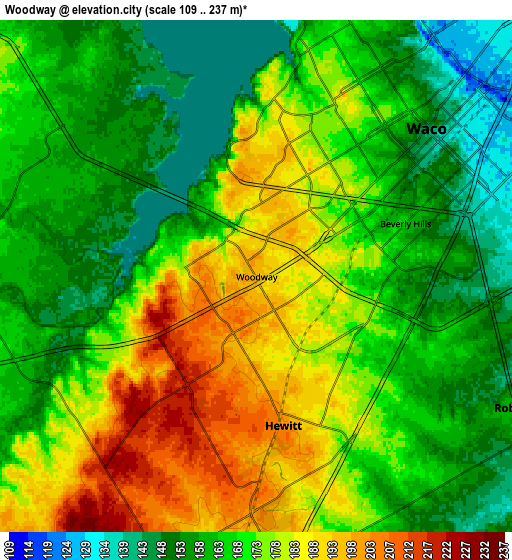 Zoom OUT 2x Woodway, United States elevation map