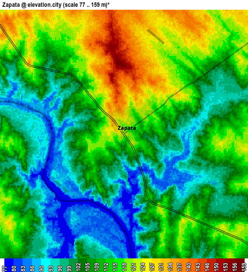 Zoom OUT 2x Zapata, United States elevation map