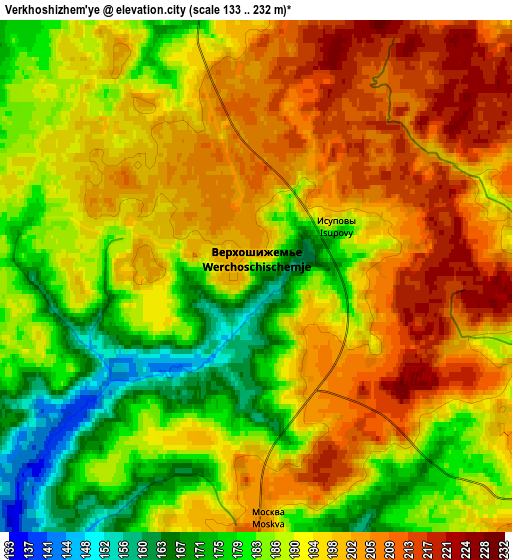 Zoom OUT 2x Verkhoshizhem’ye, Russia elevation map