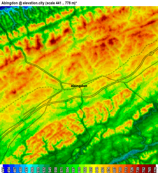 Zoom OUT 2x Abingdon, United States elevation map