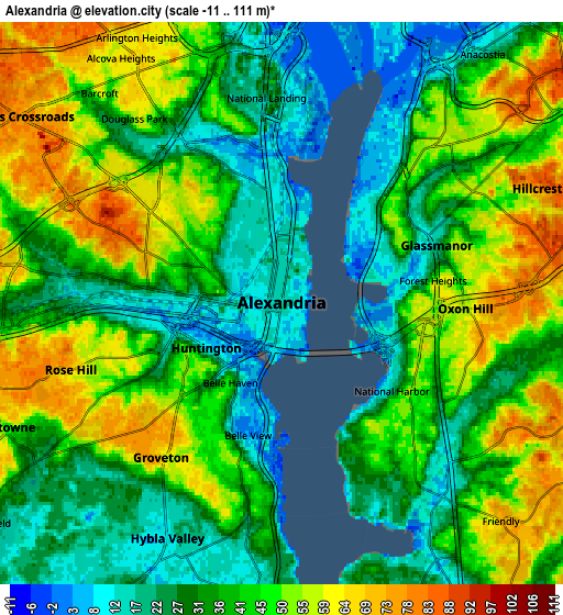 Zoom OUT 2x Alexandria, United States elevation map