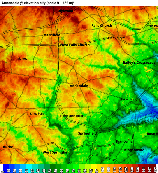 Zoom OUT 2x Annandale, United States elevation map