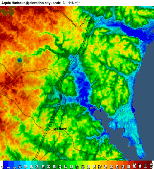 Zoom OUT 2x Aquia Harbour, United States elevation map