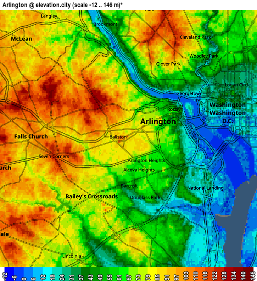 Zoom OUT 2x Arlington, United States elevation map