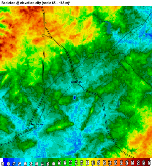 Zoom OUT 2x Bealeton, United States elevation map