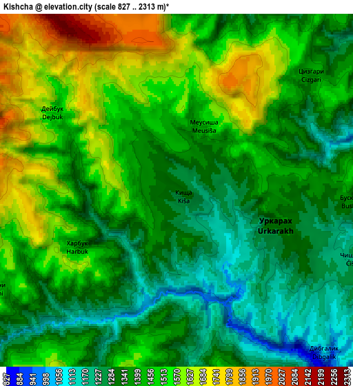 Zoom OUT 2x Kishcha, Russia elevation map