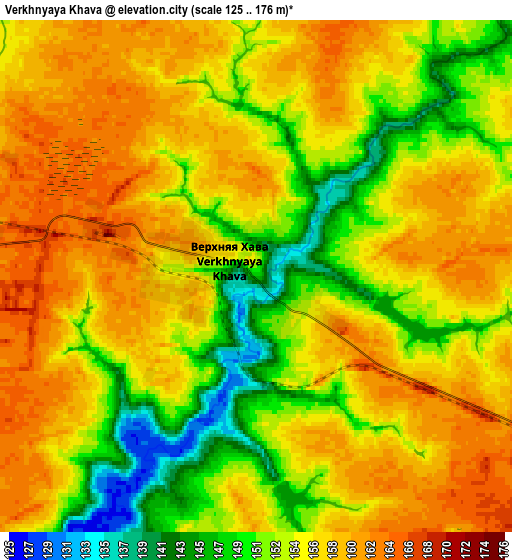 Zoom OUT 2x Verkhnyaya Khava, Russia elevation map