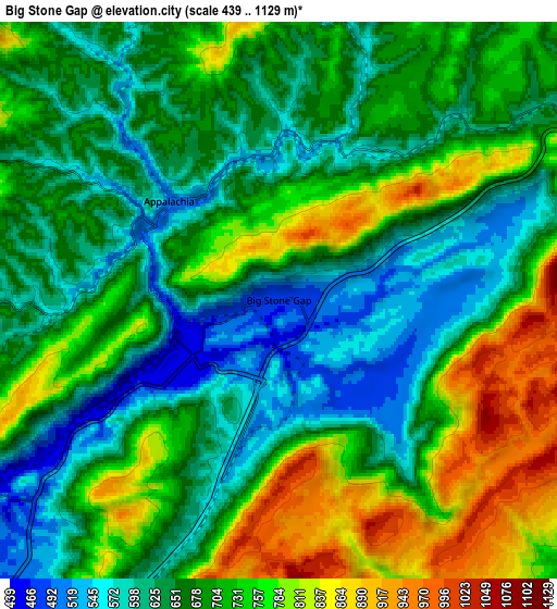 Zoom OUT 2x Big Stone Gap, United States elevation map