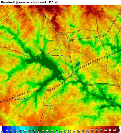 Zoom OUT 2x Brandermill, United States elevation map