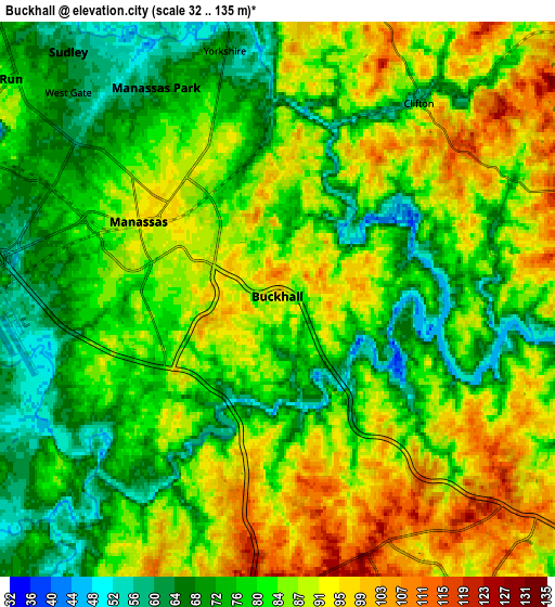 Zoom OUT 2x Buckhall, United States elevation map