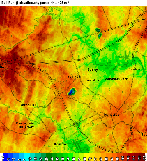 Zoom OUT 2x Bull Run, United States elevation map