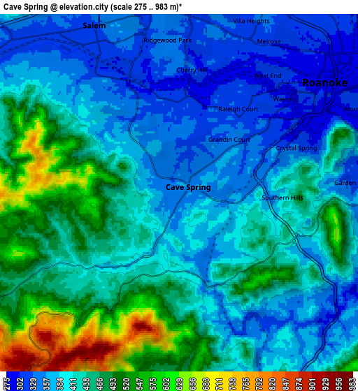 Zoom OUT 2x Cave Spring, United States elevation map