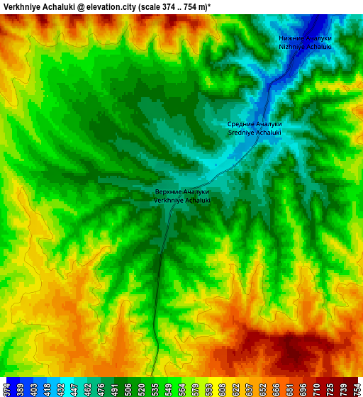 Zoom OUT 2x Verkhniye Achaluki, Russia elevation map
