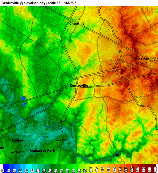 Zoom OUT 2x Centreville, United States elevation map