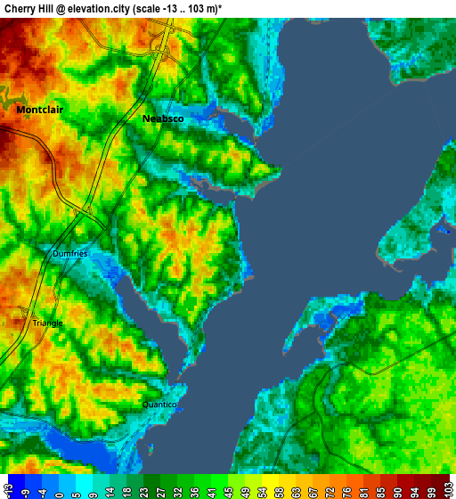 Zoom OUT 2x Cherry Hill, United States elevation map