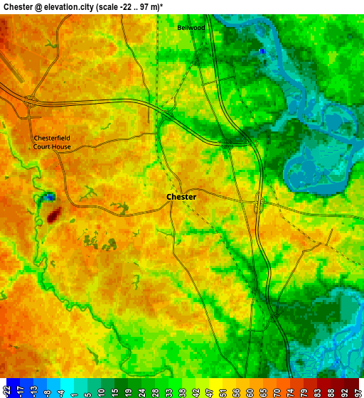 Zoom OUT 2x Chester, United States elevation map