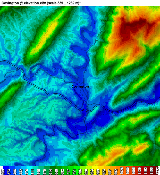 Zoom OUT 2x Covington, United States elevation map