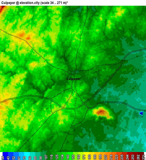 Zoom OUT 2x Culpeper, United States elevation map