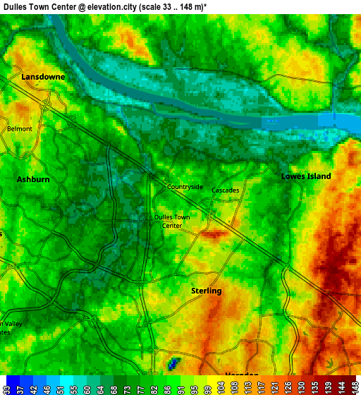 Zoom OUT 2x Dulles Town Center, United States elevation map