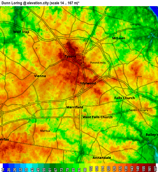 Zoom OUT 2x Dunn Loring, United States elevation map