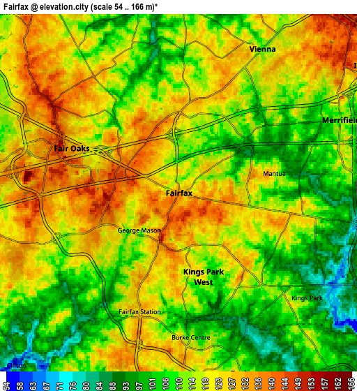 Zoom OUT 2x Fairfax, United States elevation map