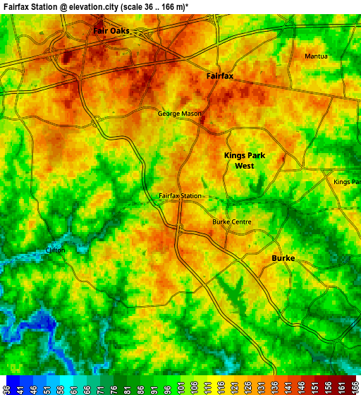 Zoom OUT 2x Fairfax Station, United States elevation map