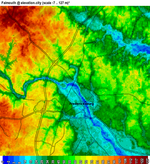 Zoom OUT 2x Falmouth, United States elevation map