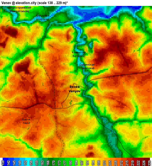 Zoom OUT 2x Venëv, Russia elevation map