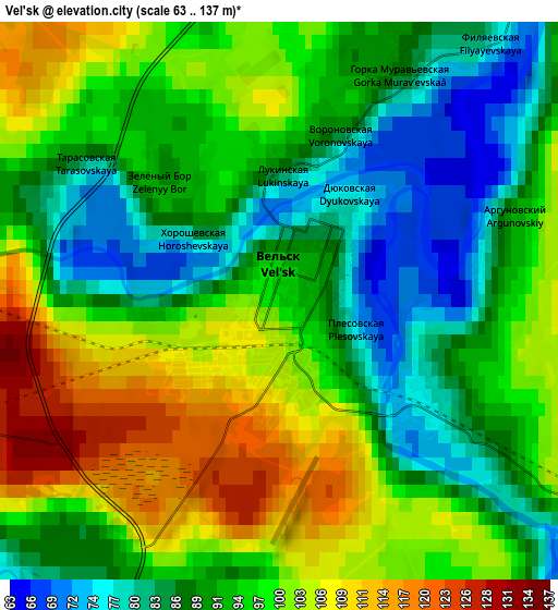 Zoom OUT 2x Vel’sk, Russia elevation map