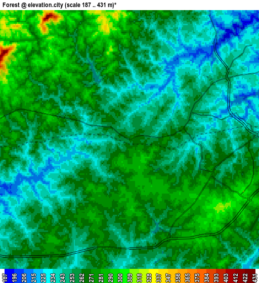 Zoom OUT 2x Forest, United States elevation map