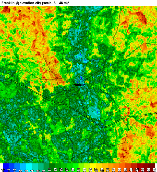 Zoom OUT 2x Franklin, United States elevation map