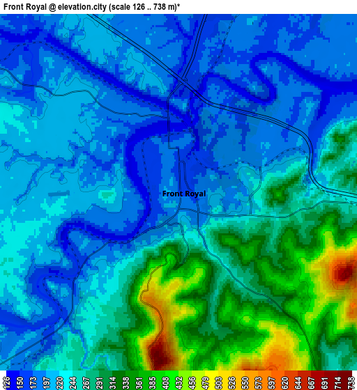 Zoom OUT 2x Front Royal, United States elevation map