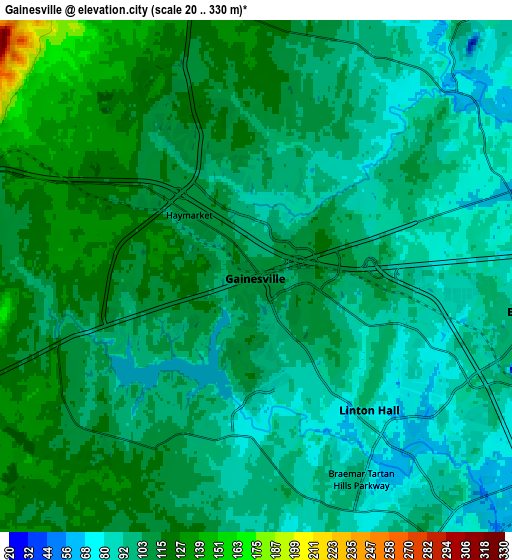 Zoom OUT 2x Gainesville, United States elevation map