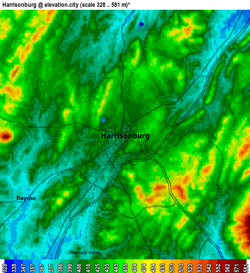 Zoom OUT 2x Harrisonburg, United States elevation map