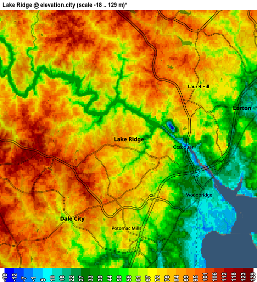 Zoom OUT 2x Lake Ridge, United States elevation map