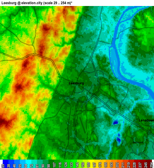 Zoom OUT 2x Leesburg, United States elevation map