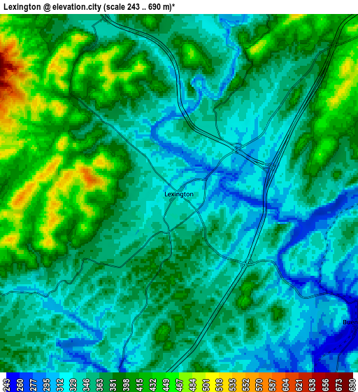 Zoom OUT 2x Lexington, United States elevation map