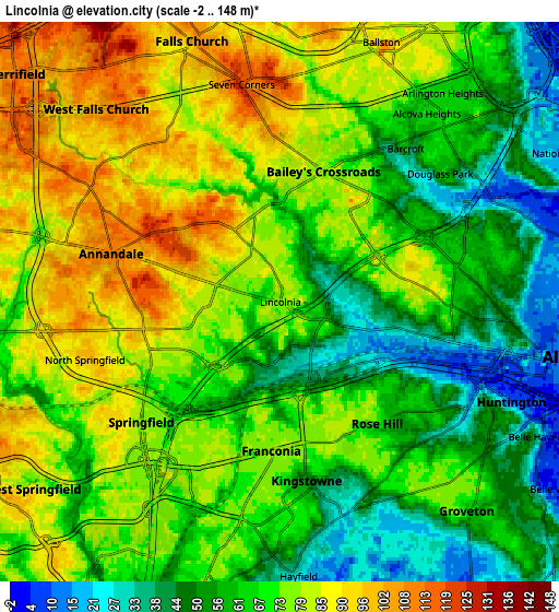 Zoom OUT 2x Lincolnia, United States elevation map