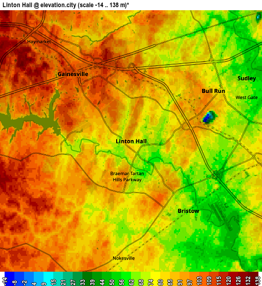 Zoom OUT 2x Linton Hall, United States elevation map