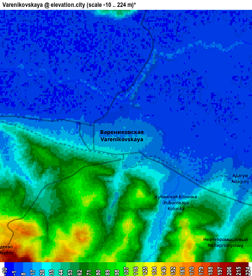 Zoom OUT 2x Varenikovskaya, Russia elevation map